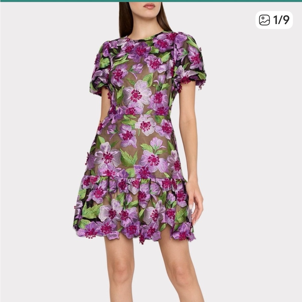 MILLY Yasmin 3D Embroidered Dress
